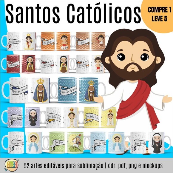 Arquivo Digital Santos Católicos V2 Arte para Canecas -3830