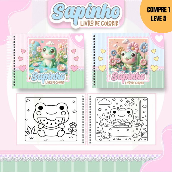 Arquivo Digital Sapinho Kawaii Livros de Colorir -3706