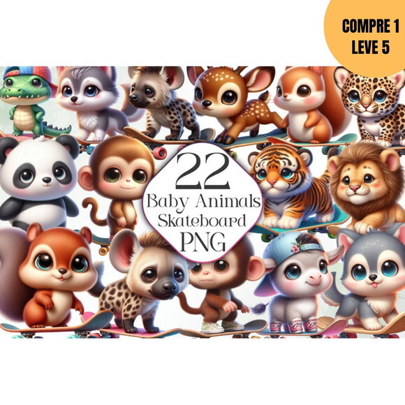 Arquivo Digital Skate de Animais Baby Kit Digital -4222