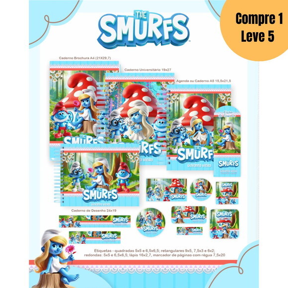 Arquivo Digital Smurfs Escolar 2026 -5160