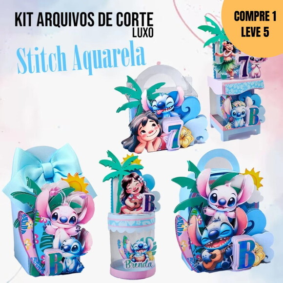 Arquivo Digital Stitch Aquarela Kit Festa Pronta -1552