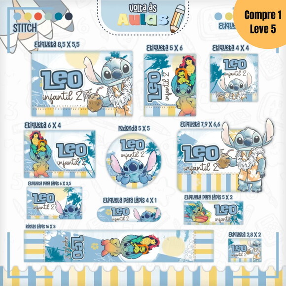 Arquivo Digital Stitch Menino Kit Escolar 2025 -777
