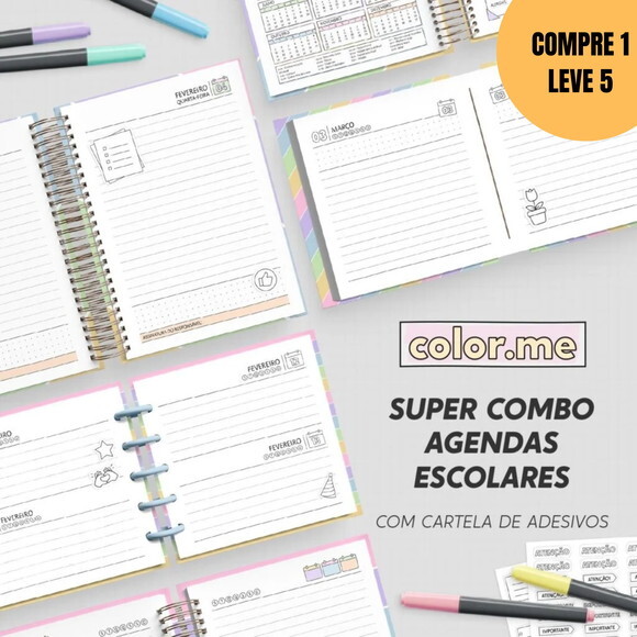 Arquivo Digital Super Combo Agenda Escolar para Colorir 5919