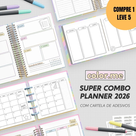 Arquivo Digital Super Combo Agenda para Colorir 2026 -5143