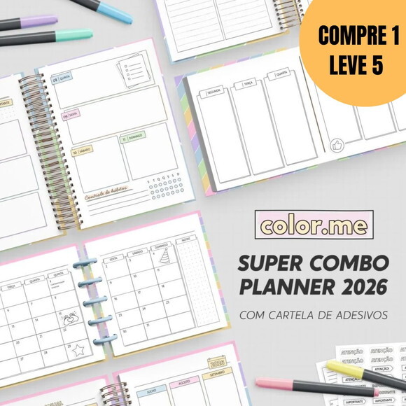 Arquivo Digital Super Combo Planner Slim para Colorir -5330