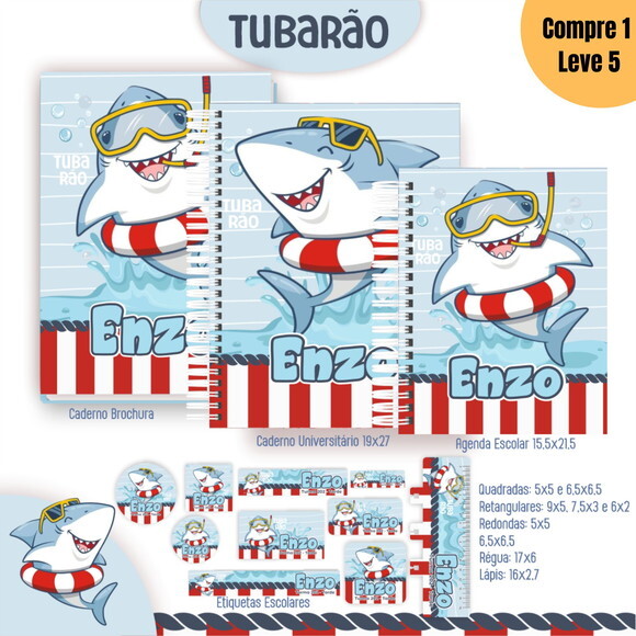 Arquivo Digital Tubarão Kit Escolar 2025 -1102