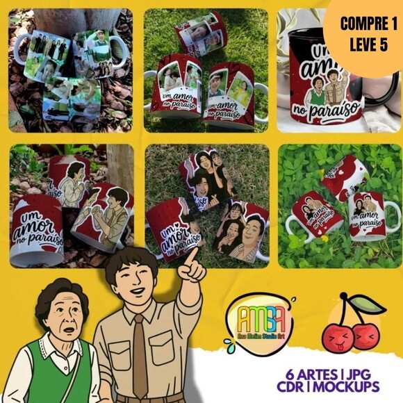 Arquivo Digital Um Amor no Paraíso Artes para Caneca -3989