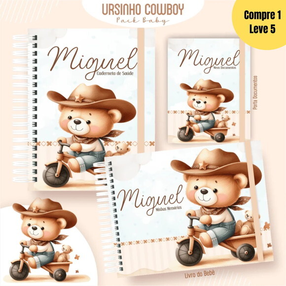 Arquivo Digital Ursinho Cowboy Livro do Bebê - 370