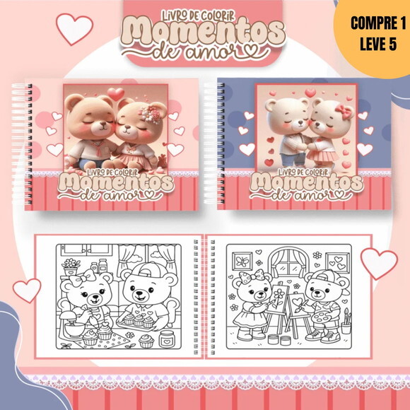 Arquivo Digital Ursinhos Namorados Livros de Colorir -3694