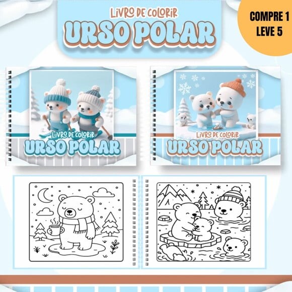 Arquivo Digital Urso Polar Livros de Colorir -3704