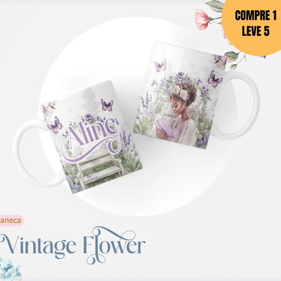 Arquivo Digital Vintage Flowers 6 Caderno A5 -2919