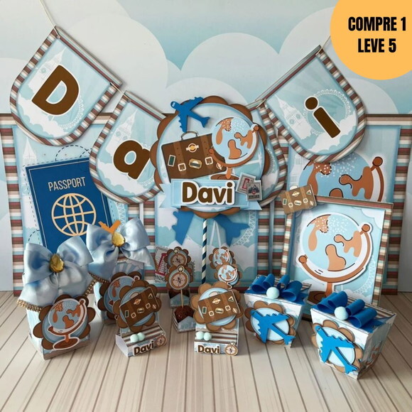 Arquivo Digital Volta ao Mundo Menino Kit Festa Pronta -4049