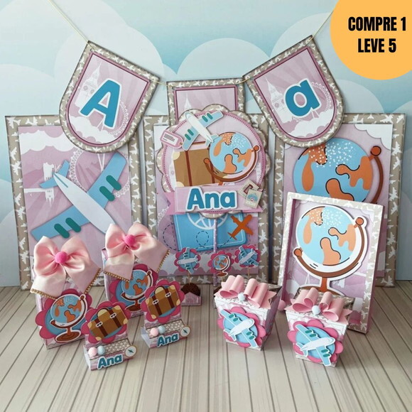 Arquivo Digital Volta ao Mundo Menina Kit Festa Pronta -4048