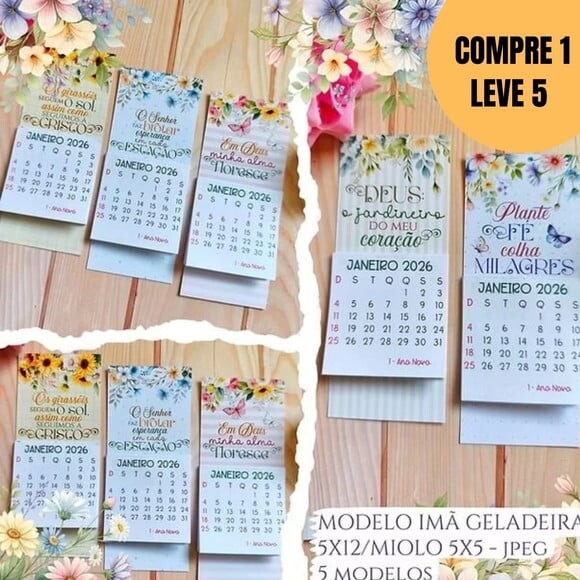 Arquivo de Corte Calendários Cristãos Florais -5362