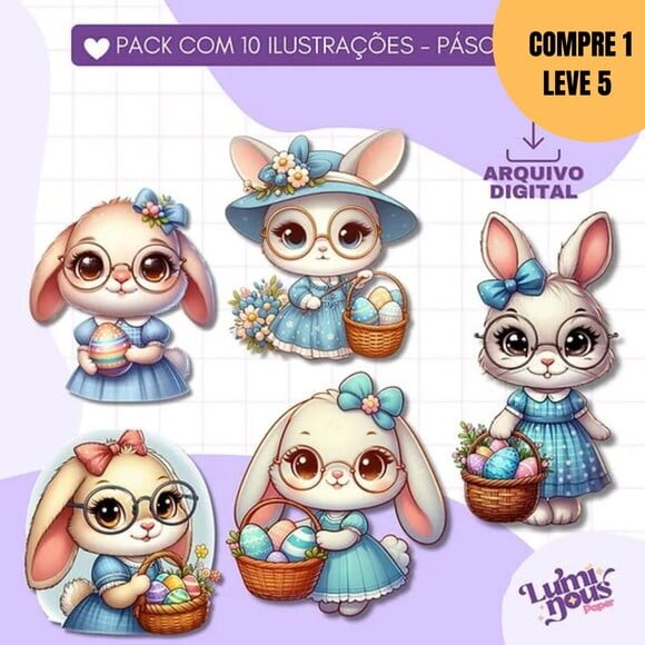 Arquivo Digital 10 Ilustrações de Coelha Fofinha -2496