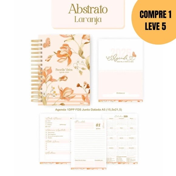 Arquivo Digital Abstr Laranja Agendas e Planners 2026 -5780