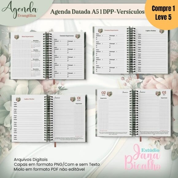 Arquivo Digital Agenda Datada A5 1dpp Floral -682