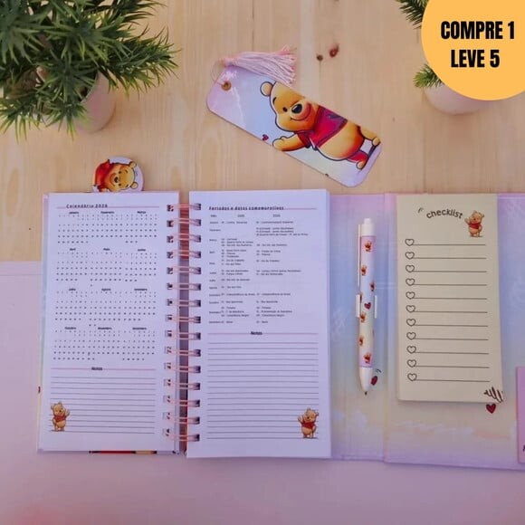 Arquivo Digital Agenda e Caderno Slim Surpresa Pooh -3526