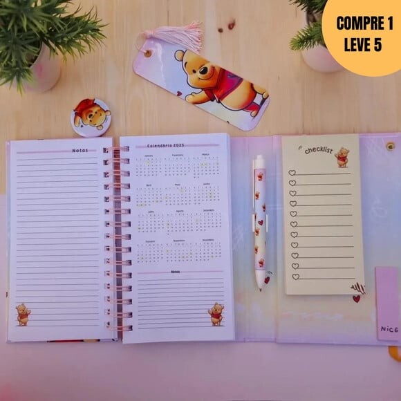 Arquivo Digital Agenda e Caderno Slim Surpresa Pooh -3526