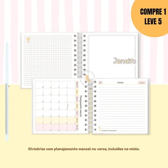 Arquivo Digital Agenda Escolar 2026 Rosa e Amarelo Mini-5926