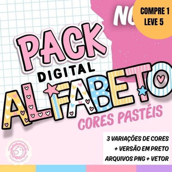 Arquivo Digital Alfabeto Cores Pastéis -4637