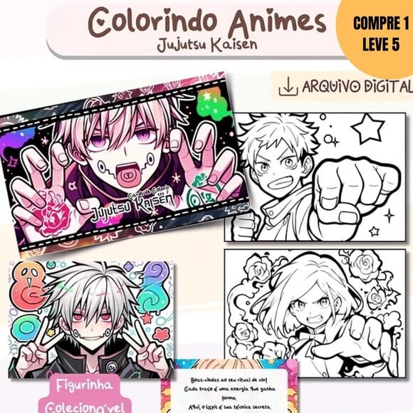 Arquivo Digital Animes Livro de Colorir + Cards -3651