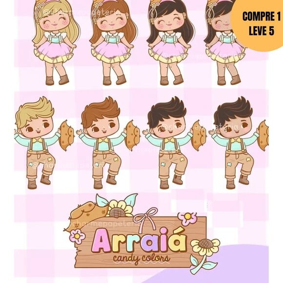 Arquivo Digital Arraiá Candy Colors Kit Digital -3952