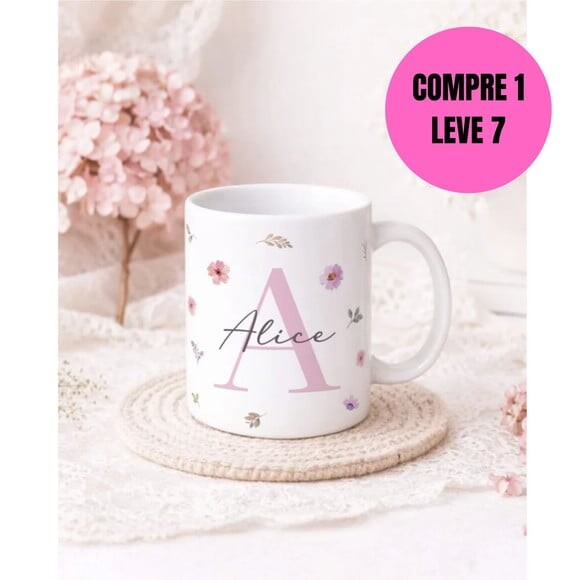 Arquivo Digital Artes Canecas Alfabeto Floral M1 -6386