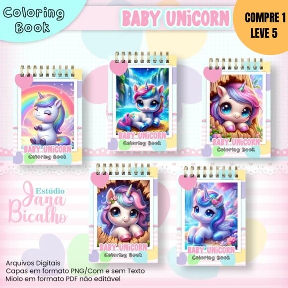 Arquivo Digital Baby Unicorn Livros de Colorir -3277