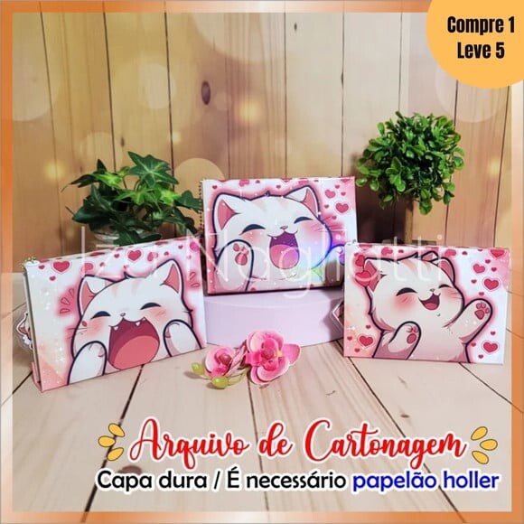Arquivo Digital Bloquinho Cartonagem Gatinho -572