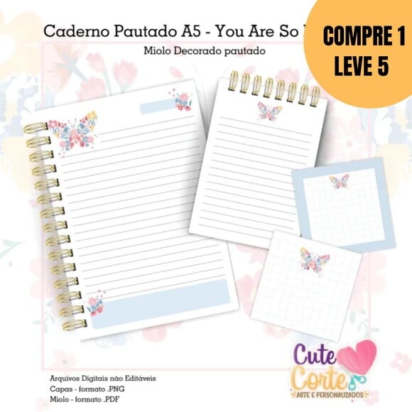 Arquivo Digital Caderno A5 + Bloquinho A6 -5359