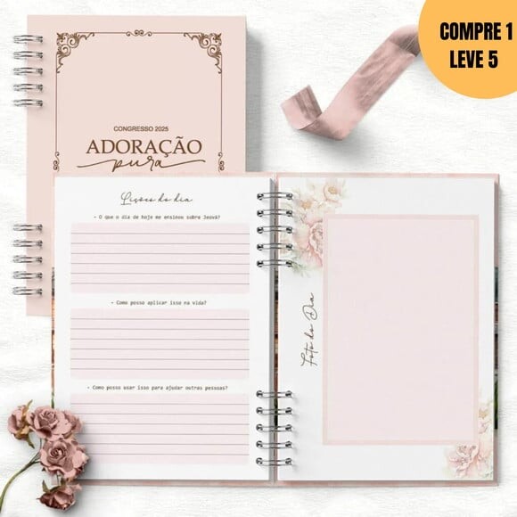 Arquivo Digital Caderno 2025 Neutro Adoração com Tema - 3088