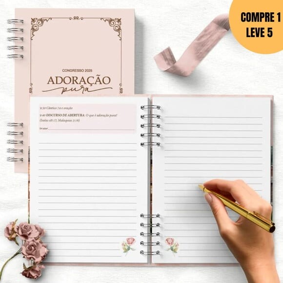 Arquivo Digital Caderno 2025 Neutro Adoração com Tema - 3088