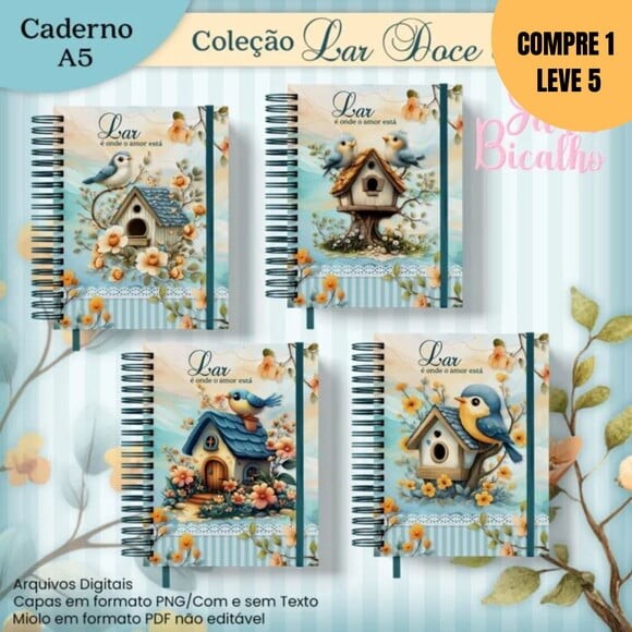 Arquivo Digital Caderno A5 Coleção Lar Doce Lar -1909