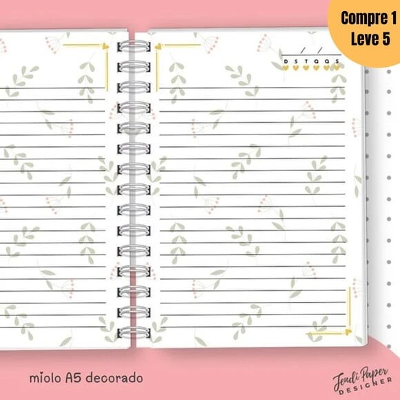 Arquivo Digital Caderno A5 Florzinha -1081