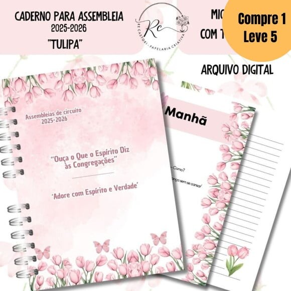 Arquivo Digital Caderno Assembeia 2026 Floral Rosa -5179