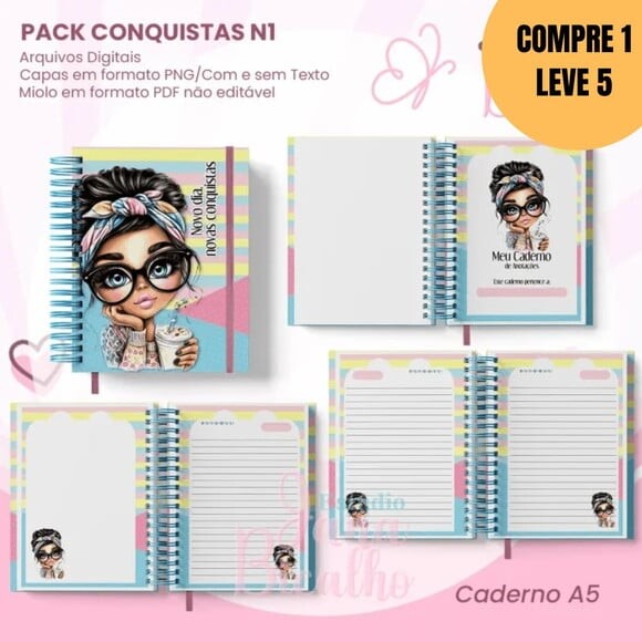 Arquivo Digital Caderno Pautado A5+bloquinho A6 -5317
