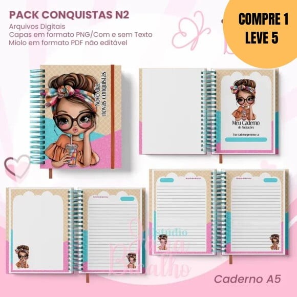 Arquivo Digital Caderno Pautado A5+bloquinho A6 -5315