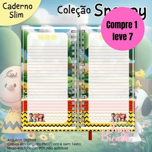 Arquivo Digital Caderno Slim Coleção Snoopy -6422