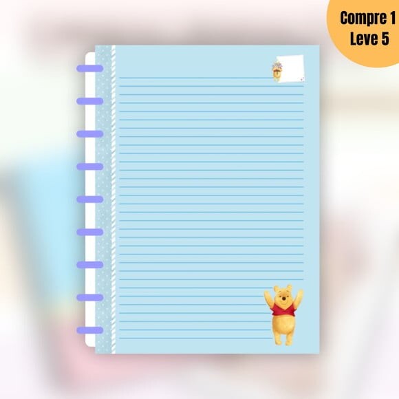 Arquivo Digital Caderno Ursinho Pooh Momentos -1317
