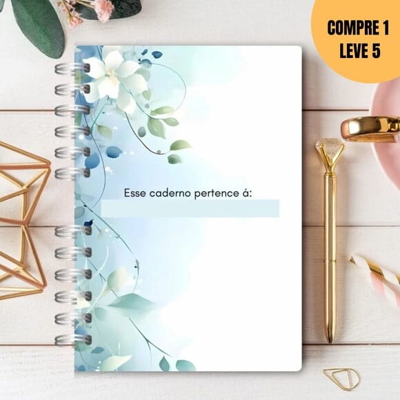 Arquivo Digital Cadernos de Anotações Floral Azul -1866