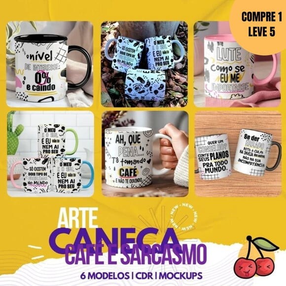 Arquivo Digital Café & Sarcasmo Artes para Caneca -3988