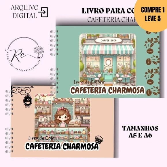 Arquivo Digital Cafeteria Charmosa Livro de Color -4077