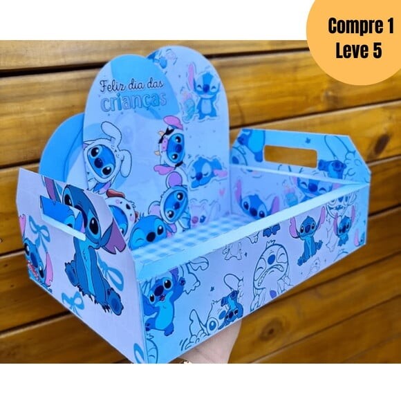 Arquivo Digital Caixa Cesta Capivara Stitch Hello Kitty 5154