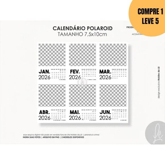 Arquivo Digital Calendário Polaroid 2026 -6024