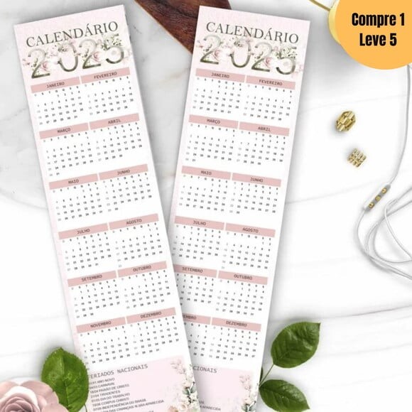 Arquivo Digital Calendários 2025 Coleção Floral Rosa -557