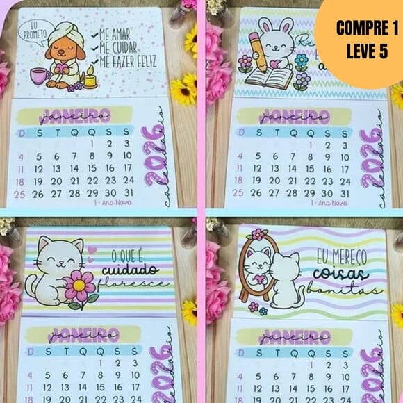 Arquivo Digital Calendários Fofos e Coloridos 2026 -5940