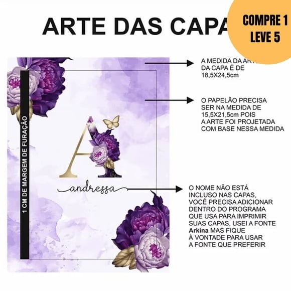 Arquivo Digital Capas A5 Alfabeto Roxo -6058