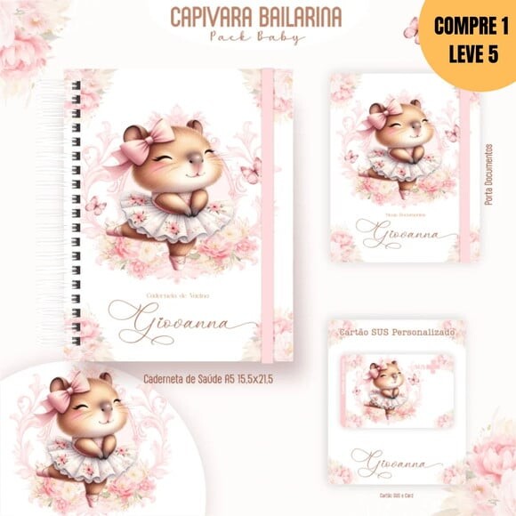 Arquivo Digital Capivara Bailarina Livro de Bebê - 222