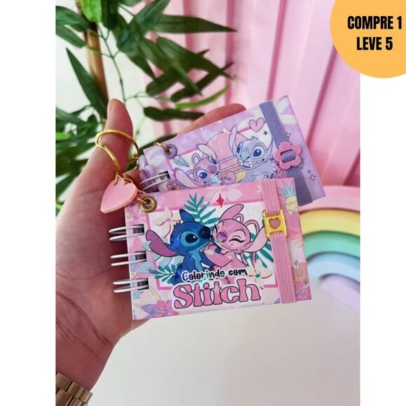 Arquivo Digital Chaveiro Stitch Mini Livro Colorir -3645